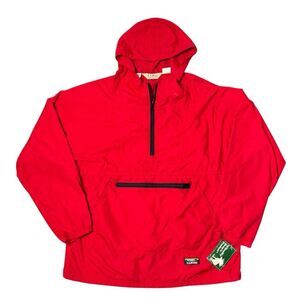 Vintage LL Bean Anorak Windbreaker 1/4 Zip Jacket  Red Deadstock NWT Mens Size M